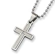 Stainless Steel and Diamond 2 Piece Brushed and Polished Cross Necklace