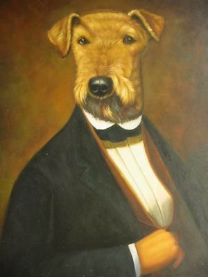 12X16 inch Animal Puppy Canvas Art Dog Gentleman In Suit