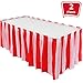 2 Pieces Red White Striped Table Skirt Circus Theme Table Skirt for Carnival Home Decoration Party Supplies