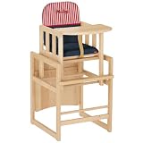 Produkt-Bild: Herlag H4842-252 Hochstuhl Kombi-Set TX, Buche massiv, marine/Str. rot-weiss