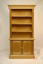 Miniature Oak Bookshelves with Crown Molding Dollhouse Miniature