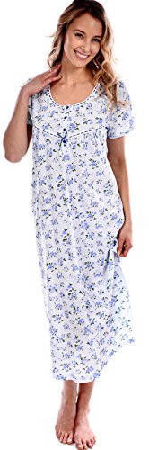 Pink Lady Women's Cotton Knit Floral Long Nightgown