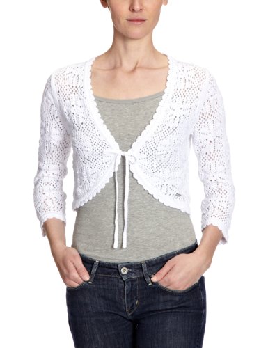 TOM TAILOR Damen Strickjacke, 30156180070/lovely crochet bolero, Gr. 40 (L), Wei&szlig; (2000) Preisvergleich