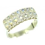 Solid English Sterling Silver Natural Opal Victorian Style Wide Eternity Band Ring - Finger Sizes 5 to 12 Available