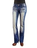 Angels Junior's One Button Super Soft Stretch Fashion Medium Wash Boot Cut Jeans