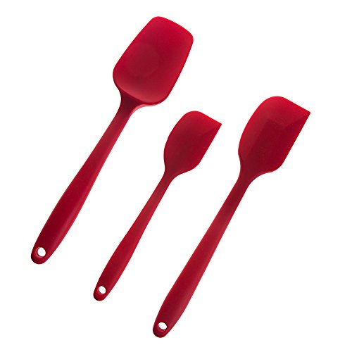 Silicone Spatula Set by Aguder 3 Piece Heat-Resistant Baking Spoon & Spatulas - Ergonomic Easy-to-Clean Seamless One-Piece Design - Pro Grade Non-stick Rubber