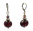 Earrings - E238 - Murano Style Glass - Round Disk ~ Purple Stripe