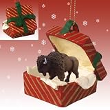 Buffalo Christmas Ornament Red Gift Box