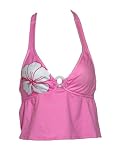 Island Soul Pink w/White Flowers Halterkini (Small)