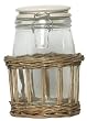Hand Woven Grey Brown Willow Basket with Small Glass Canister 4 1/2"D x 7 1/2"H, 38oz Set / 2
