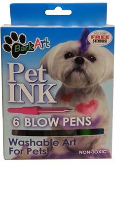 Espree Bark Art Blow Pens 6 Pack with Stencils - Light Pink Paint Dye - Dog Grooming Pet Supplies