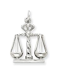 14k White Gold Polished Open-Backed Large Scales of Justice Pendant