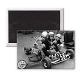 Children play on their scooter and go-karts - 3x2 inch Fridge Magnet - large magnetic button - Magnet