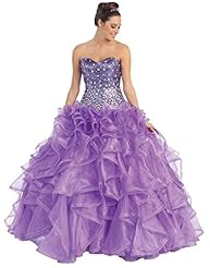 Material: Organza /Polyester 
Occasion: Prom Dress  Quinceanera  
Shoulder: Strapless  
Waistline: Corset Waistline  
Skirt: Ball Gown 
Embellishments: Beaded  Sequined  
Size Category: Adult 
