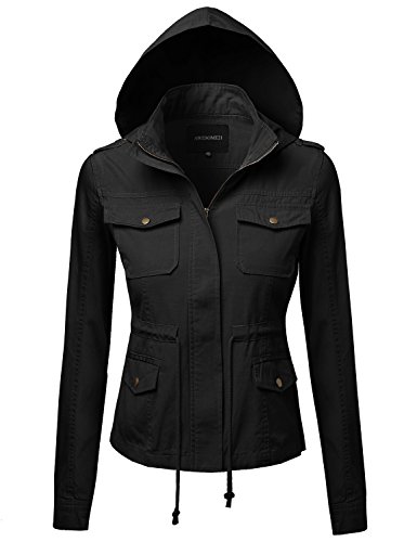 Awesome21 Women's Hooded Drawstring Military Jacket Parka Coat Outerwear
