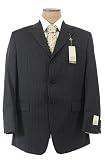 Joe Joseph Abboud Mens Single Breasted 3 Button Black Pinstripe Wool Suit - Size 40R