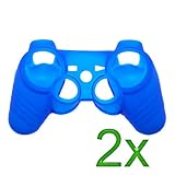 GTMax 2x Blue Silicone Cover Case for Sony PS3 Controller