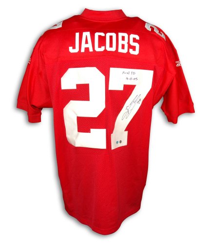 Brandon Jacobs Autographed New York Giants Red Reebok Authentic Jersey Inscribed 