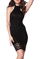 Spring Summer Winter Lace Checkered Print Polyester Turtleneck Sleeveless Bodycon Dress/Party Dress 