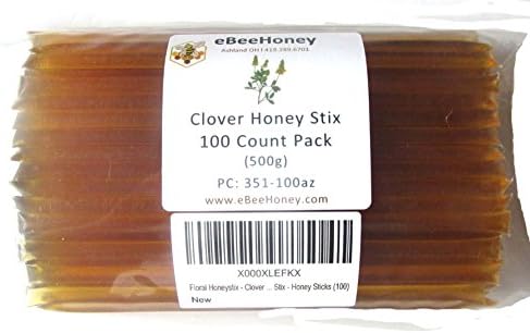 Floral Honeystix - Clover - 100% Honey - Pack of 100 Stix - Honey Sticks (100)
