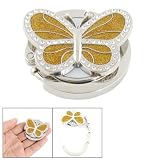 Rhinestone Inlay Gold Tone Butterfly Folding Hook Handbag Holder