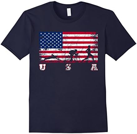Men's Triathlon Team Gift - American Flag Triathlon Shirt Large Navy