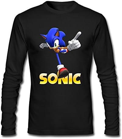 CAILZ Men's Sonic The Hedgehog Cartoon Long Sleeve 100% Cotton T-shirt S