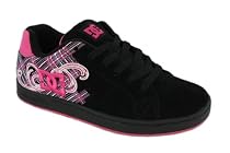 DC PIXIE4 LADIES SUEDE SKATE TRAINERS BLACK/CRAZY PINK