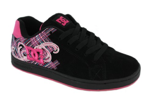 DC PIXIE4 LADIES SUEDE SKATE TRAINERS BLACK/CRAZY PINK