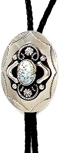 Western German Silver with Turquoise Stone Bolo Tie