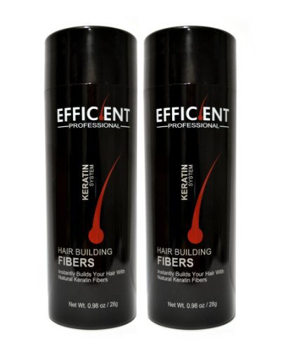 2 of EFFICIENT Keratin Hair Building Fibers, Hair Loss Concealer Net Wt. 28gm / 0.98 oz