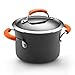 Rachael Ray Hard-Anodized Nonstick 3-Quart Covered Saucepot, Gray with Orange Handles