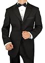 Men's Italian 3 Button 2pc Tuxedo Suit Flat Front High Twisted Wrinkle and Stain Resistant ALL Season Merino Wool Wedding Tuxedo Suits Black
