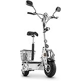 Takira Tank Type 800TT E-Scooter Elektroscooter elektrischer Roller mit Sattel und StVZO-Zulassung f&uuml;r die Stra&szlig;e (36V, 800W, 40 km/h, bis max. 25km, verkehrssicher, Akku-Betrieb, inkl. Korb)