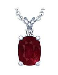 18K White Gold Cushion Cut Ruby And Round Diamond Pendant (GIA Certificate)
