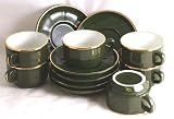 Set of 6 French Apilko green coffee cups and saucers  from Apilko