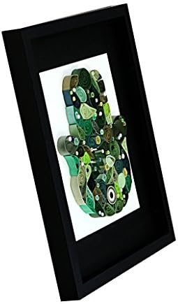Hamsa, Hamsah, Art Paper Quilling, Evil Eye, Protection, Luck, Green Shades, SHALOM