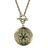 Brass, Peridot & Olive Hues Locket Necklace