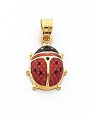 Red And Black Enameled Ladybug Charm, 14K Yellow Gold