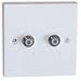 Twin F-Socket Faceplate for Freesat+ HD, Sky. Installation of F connection on standard satellite F wall plate wall backbox for a professional looking install of Satellite system. Foxsat HDR etc  from HDinterconnects