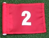 White Numbered - Red Jr. (8 L x 6 H ) Marker Flags For Golf & Putting Green Applications, #2