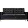 LexMod Florence Style Loveseat in Black Genuine Leather