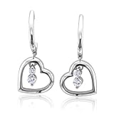 10k White Gold Heart Shaped Drop Diamond Earrings (HI, I, 0.20 carat)