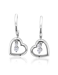 10k White Gold Heart Shaped Drop Diamond Earrings (HI, I, 0.20 carat)