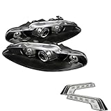 Carpart4u Mitsubishi Eclipse Halo Black Projector Headlights and LED Day Time Running Light Package