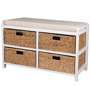 CANTERBURY Banc de rangement 4 paniers marron / blanc