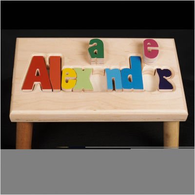 Personalized Name Stool With 12 Letters Finish: Natural, Letter Color: Pastel, Wood: Birch