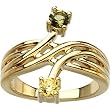 14K Yellow Gold Peridot and Citrine Ring