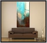 Limited Edition, Hand Embellished Abstract Painting - 60 X 30 X 1.5' - Ready to Hang - AQUA STRATEGIES - ELOISExxx