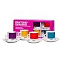 Pantone Espresso Cups and Saucers in Assorted Warm Colours, Set of 4